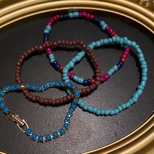 Turquoise and Brown Beaded Bracelet Set